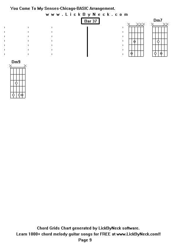 Chord Grids Chart of chord melody fingerstyle guitar song-You Come To My Senses-Chicago-BASIC Arrangement,generated by LickByNeck software.